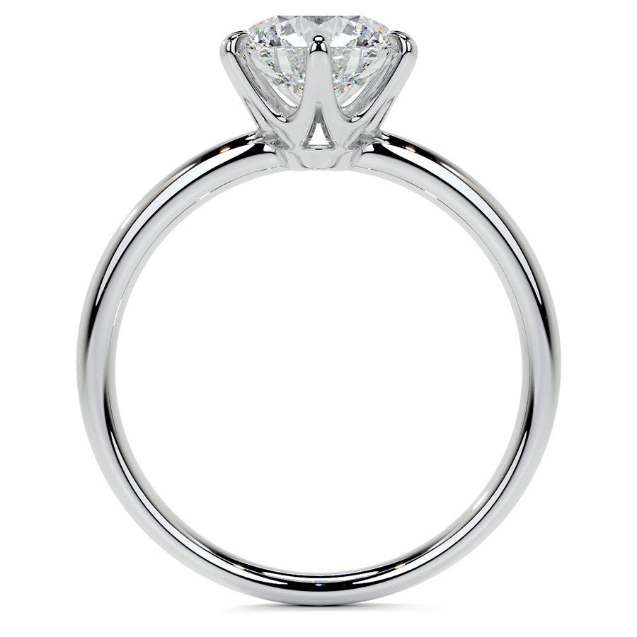 6-Prong Round Brilliant Moissanite Low Set Solitaire Ring