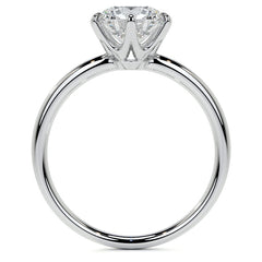 6-Prong Round Brilliant Moissanite Low Set Solitaire Ring