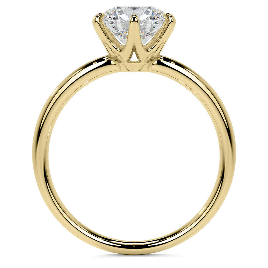 6-Prong Round Brilliant Moissanite Low Set Solitaire Ring