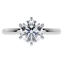 6-Prong Round Brilliant Moissanite Low Set Solitaire Ring
