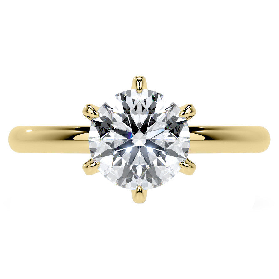 6-Prong Round Brilliant Moissanite Low Set Solitaire Ring