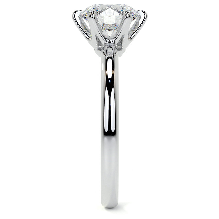 6-Prong Round Brilliant Moissanite Low Set Solitaire Ring