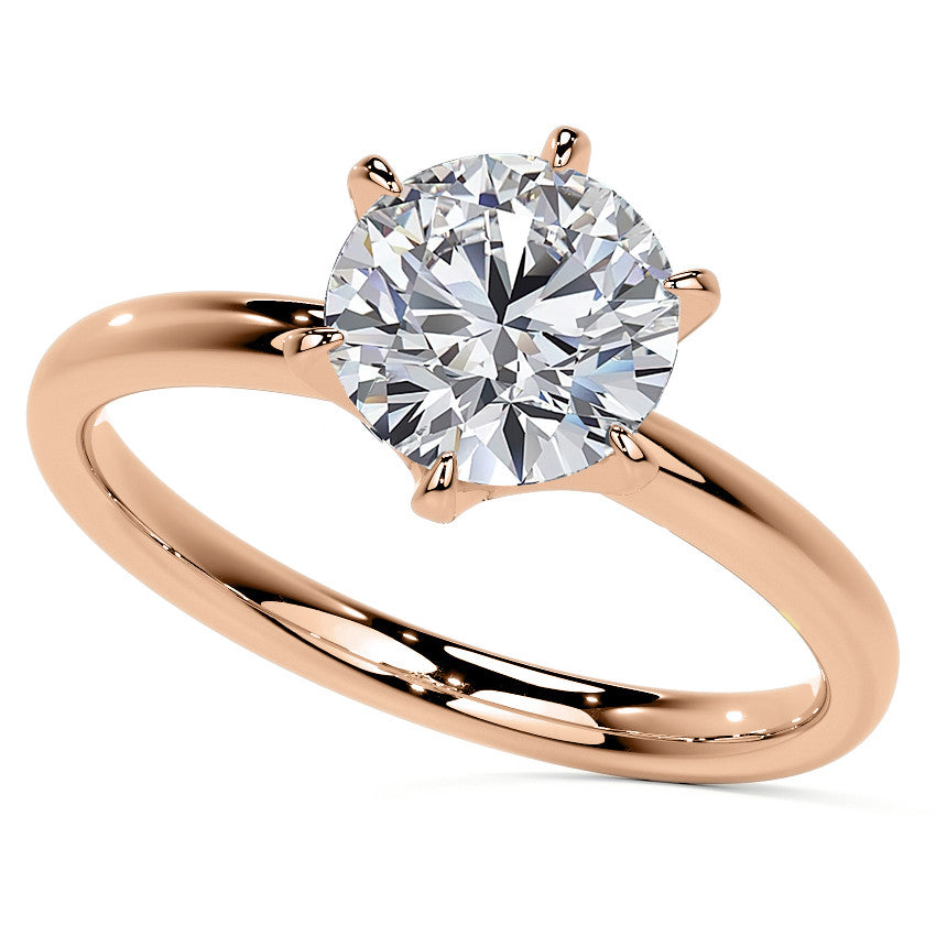 6-Prong Round Brilliant Moissanite Low Set Solitaire Ring