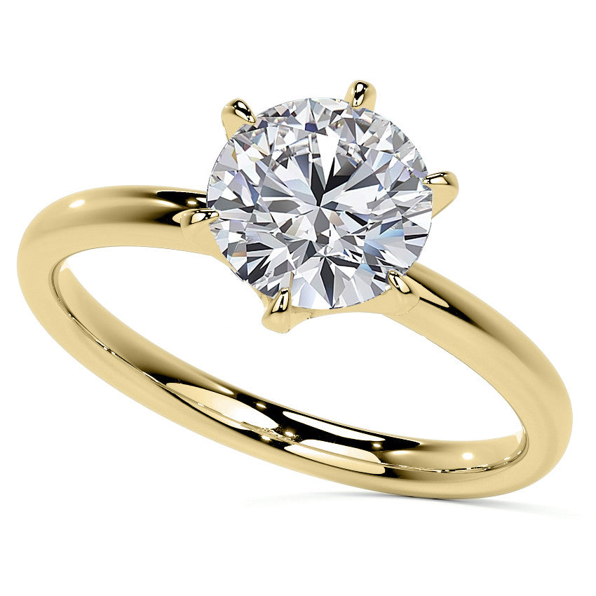 6-Prong Round Brilliant Moissanite Low Set Solitaire Ring