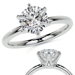 6-Prong Round Brilliant Moissanite Low Set Solitaire Ring