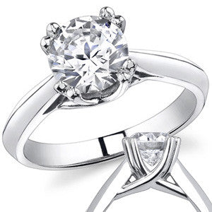 Double Prong Trellis Knife-Edge Round Solitaire Ring