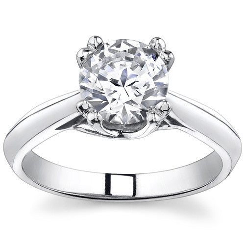 Double Prong Trellis Knife-Edge Round Solitaire Ring