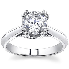 Double Prong Trellis Knife-Edge Round Solitaire Ring