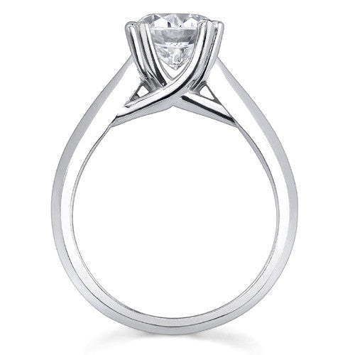 Double Prong Trellis Knife-Edge Round Solitaire Ring