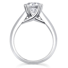 Double Prong Trellis Knife-Edge Round Solitaire Ring