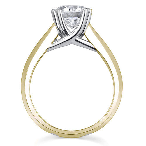 Double Prong Trellis Knife-Edge Round Solitaire Ring