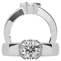 Semi-Bezel Round Brilliant Moissanite Solitaire Ring