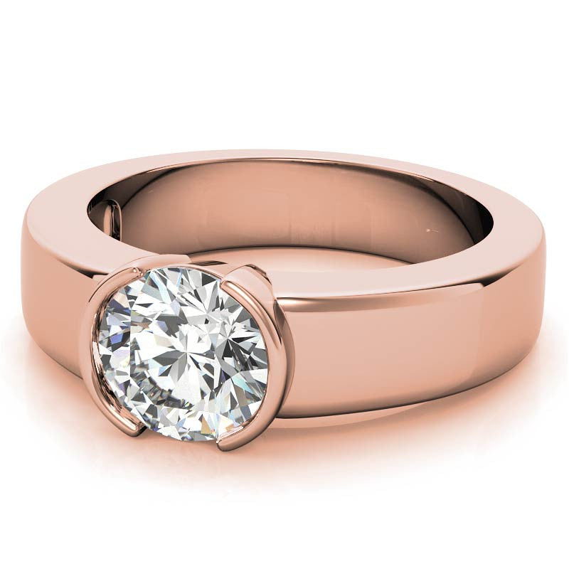 Semi-Bezel Round Brilliant Moissanite Solitaire Ring