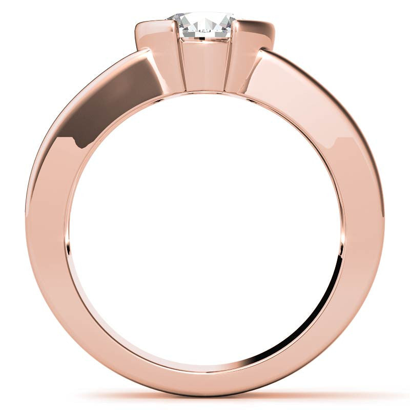 Semi-Bezel Round Brilliant Moissanite Solitaire Ring