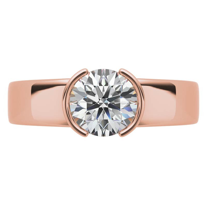 Semi-Bezel Round Brilliant Moissanite Solitaire Ring