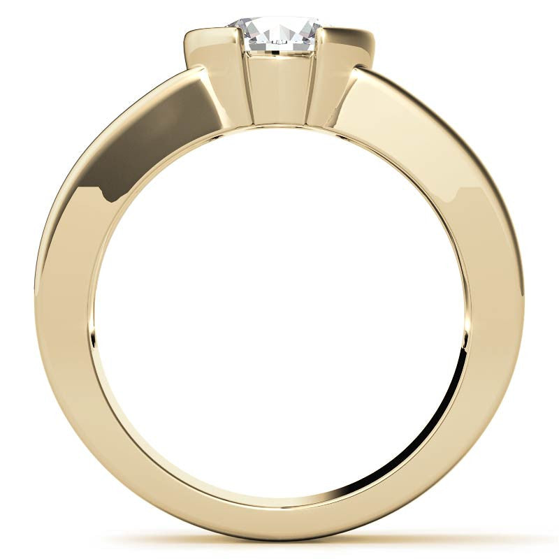 Semi-Bezel Round Brilliant Moissanite Solitaire Ring