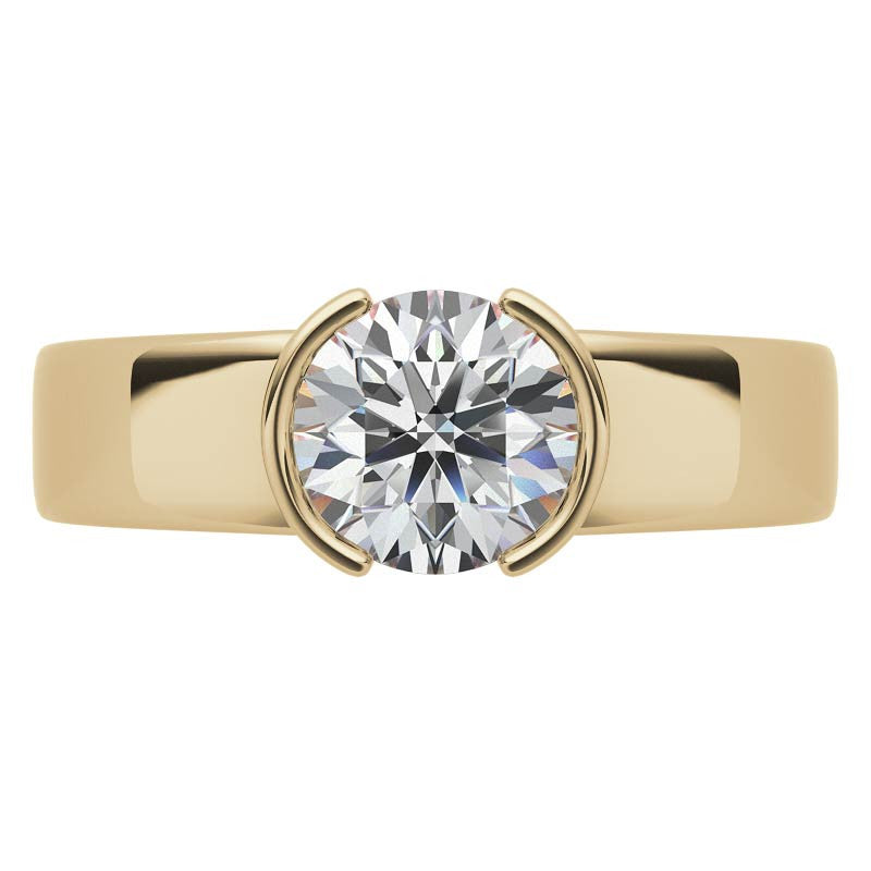 Semi-Bezel Round Brilliant Moissanite Solitaire Ring