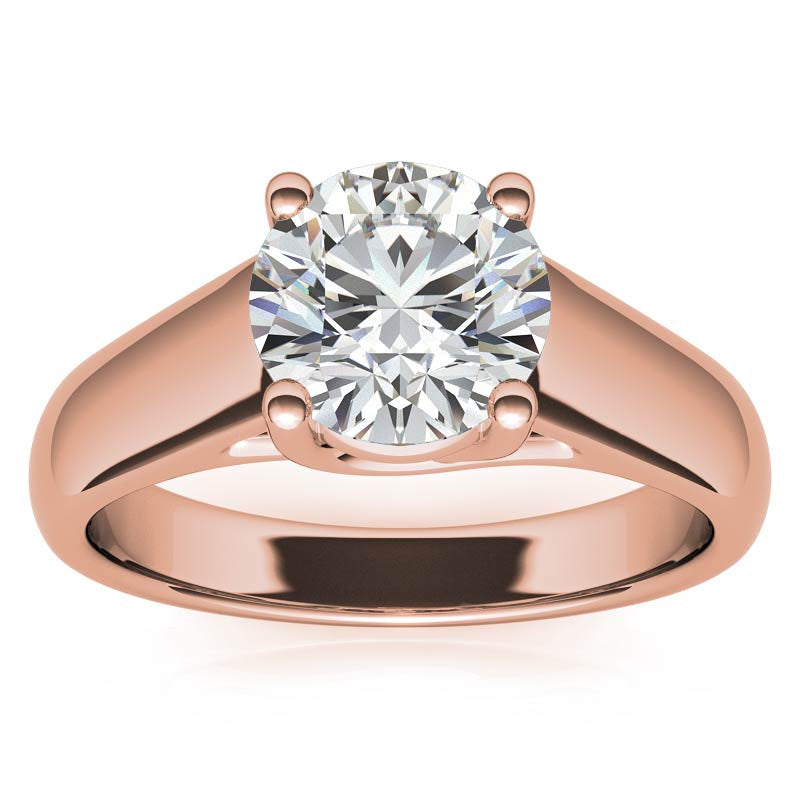 Round Heavy, Wide-Band Trellis Solitaire Ring