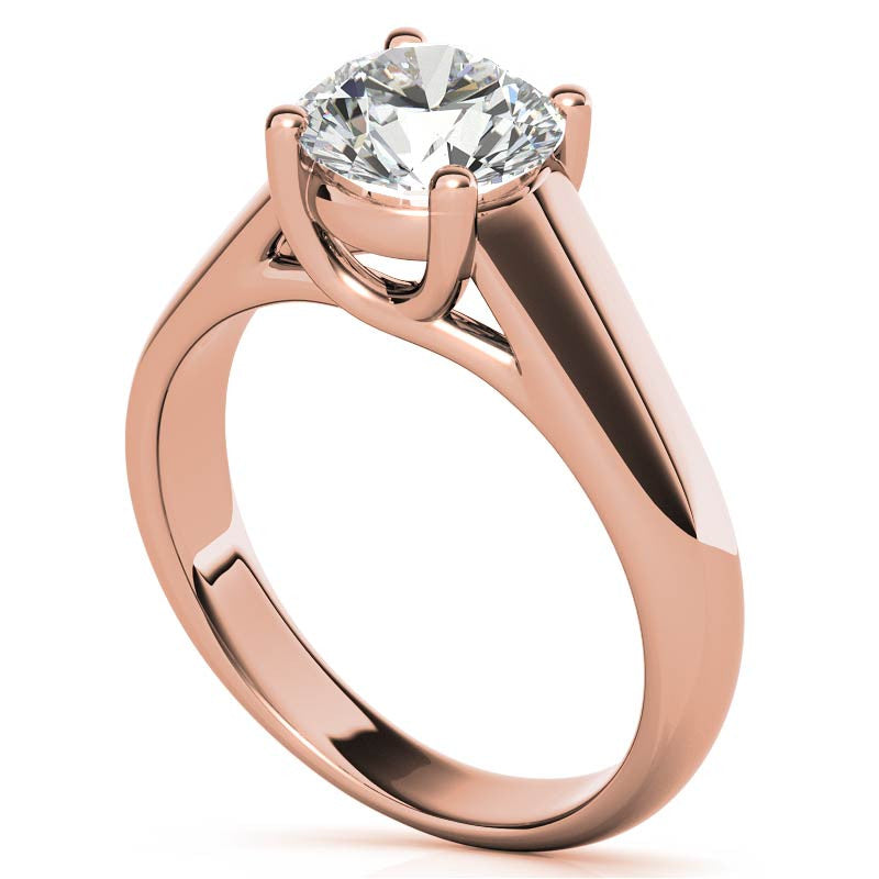 Round Heavy, Wide-Band Trellis Solitaire Ring