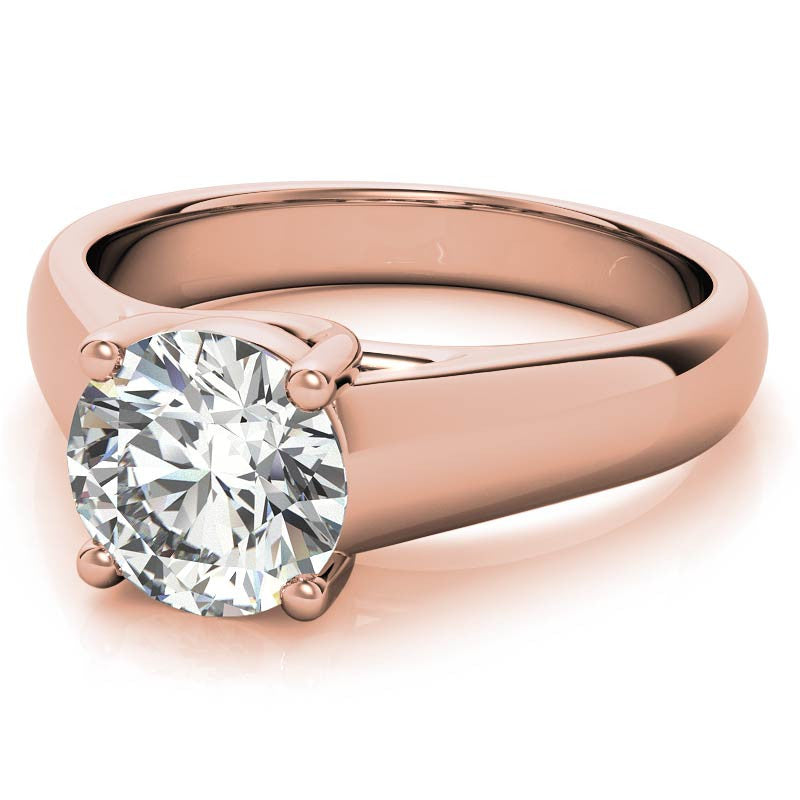 Round Heavy, Wide-Band Trellis Solitaire Ring