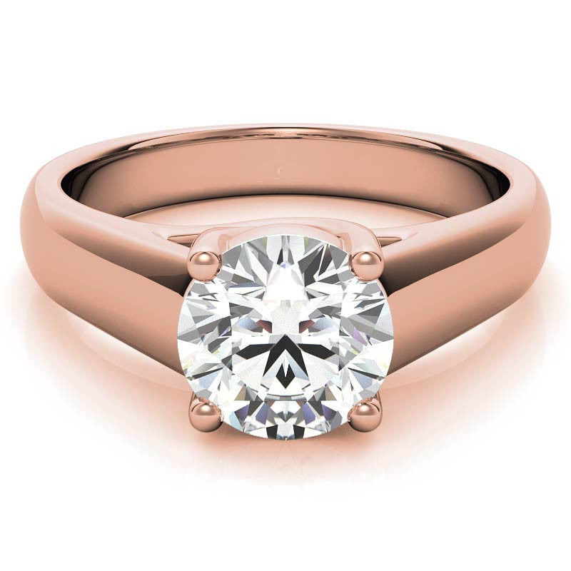 Round Heavy, Wide-Band Trellis Solitaire Ring