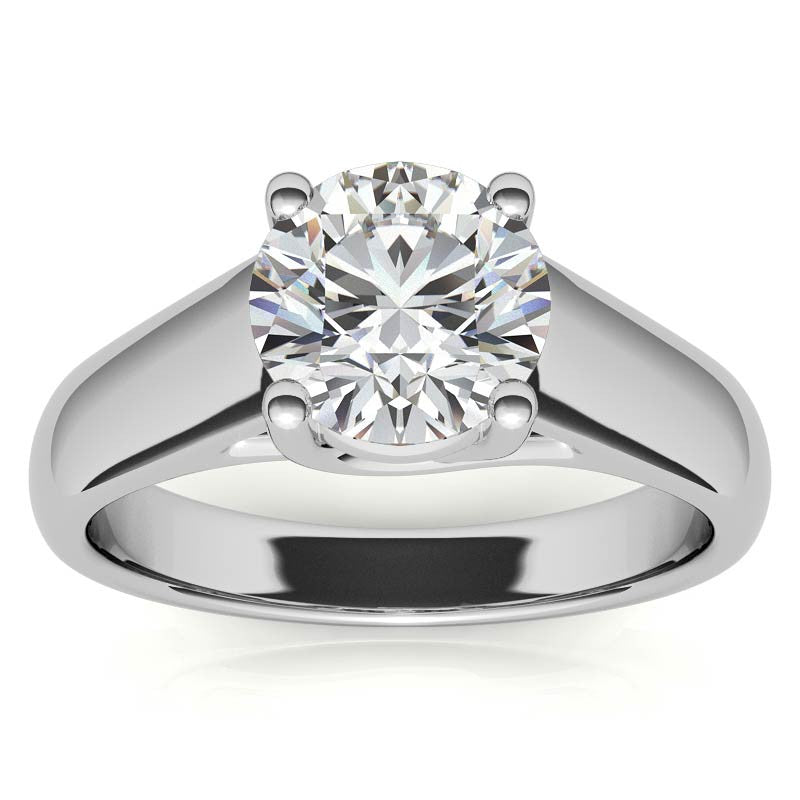 Round Heavy, Wide-Band Trellis Solitaire Ring