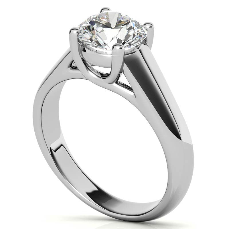 Round Heavy, Wide-Band Trellis Solitaire Ring