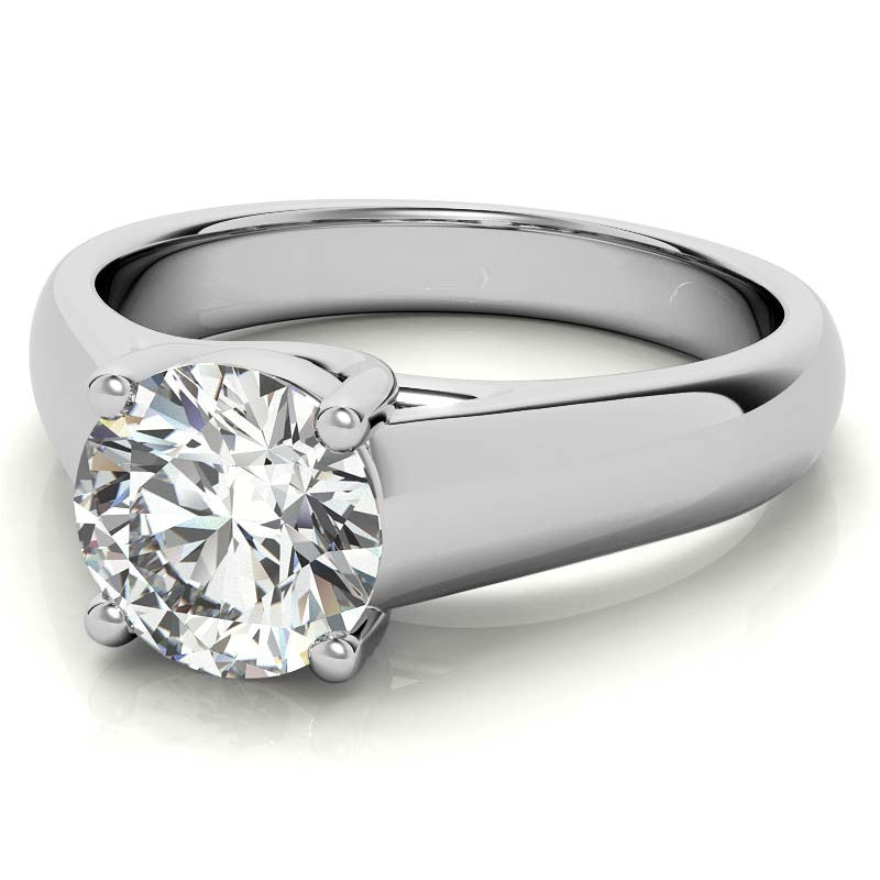 Round Heavy, Wide-Band Trellis Solitaire Ring