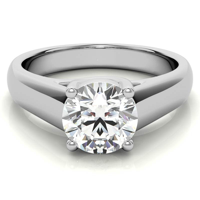 Round Heavy, Wide-Band Trellis Solitaire Ring