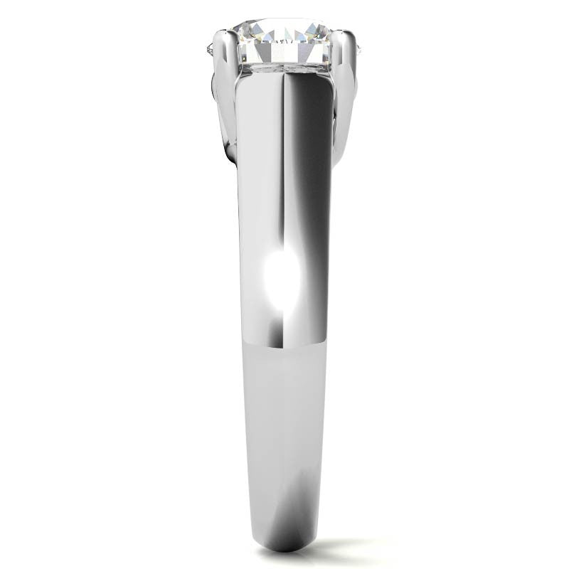 Round Heavy, Wide-Band Trellis Solitaire Ring