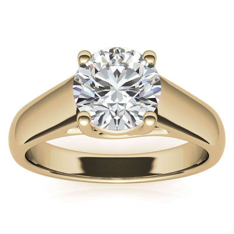 Round Heavy, Wide-Band Trellis Solitaire Ring