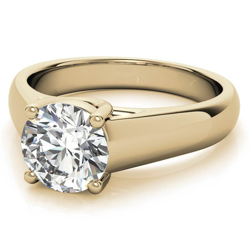 Round Heavy, Wide-Band Trellis Solitaire Ring