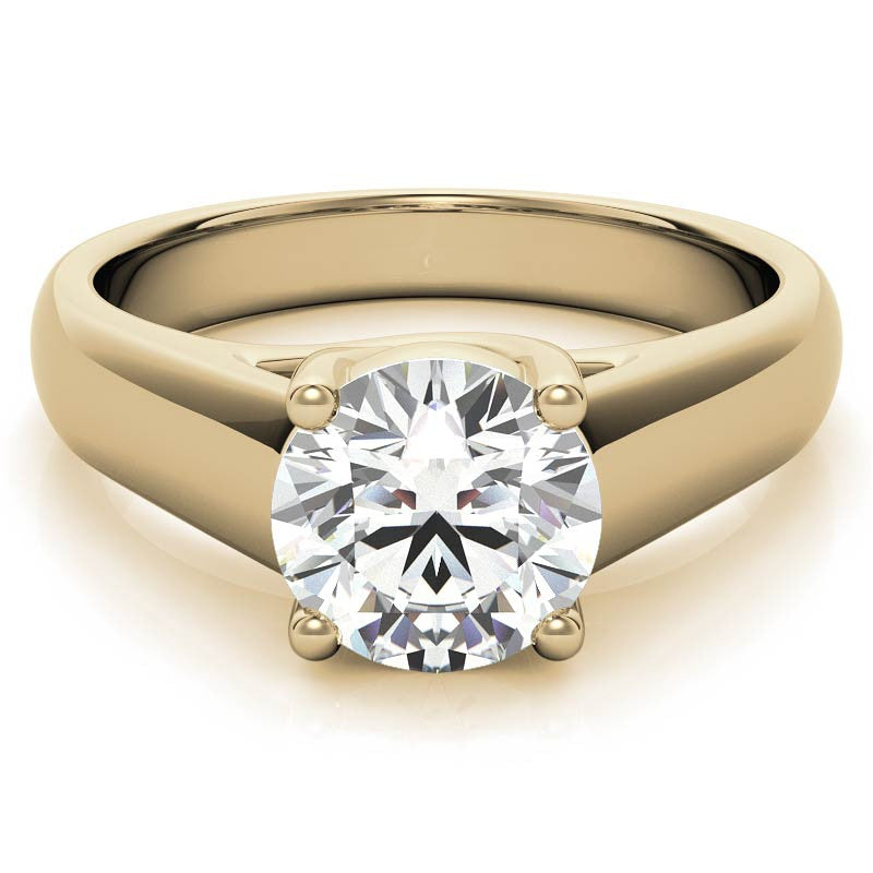 Round Heavy, Wide-Band Trellis Solitaire Ring