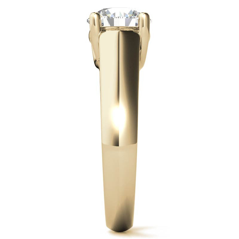 Round Heavy, Wide-Band Trellis Solitaire Ring