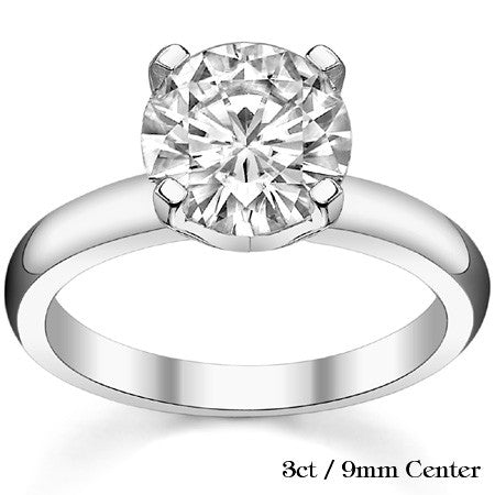 4-Prong Heavy Low Profile Round Solitaire Ring
