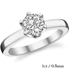 6-Prong Round Brilliant Moissanite Solitaire Ring