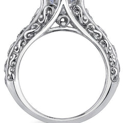 Antique Scroll Round Brilliant Moissanite Solitaire Ring