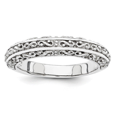 Antique Scroll Round Brilliant Moissanite Solitaire Ring