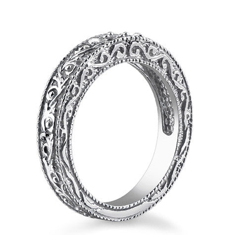 Antique Etched Moissanite Solitaire Ring