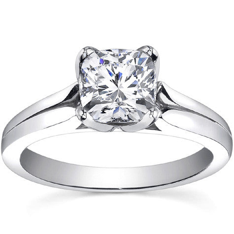 Split-Shank Cathedral Moissanite Solitaire Ring with Tulip Prong