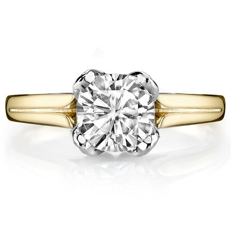 Split-Shank Cathedral Moissanite Solitaire Ring with Tulip Prong