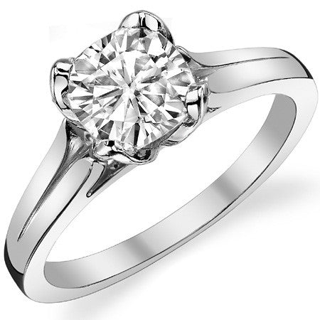 Split-Shank Cathedral Moissanite Solitaire Ring with Tulip Prong