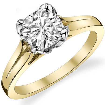 Split-Shank Cathedral Moissanite Solitaire Ring with Tulip Prong