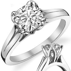 Split-Shank Cathedral Moissanite Solitaire Ring with Tulip Prong