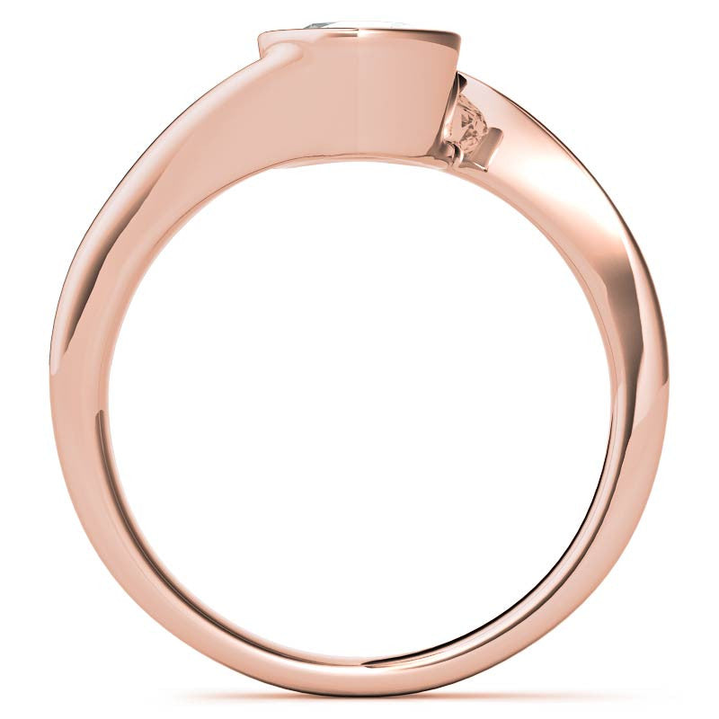 Round Half Bezel Bypass Moissanite Solitaire Ring
