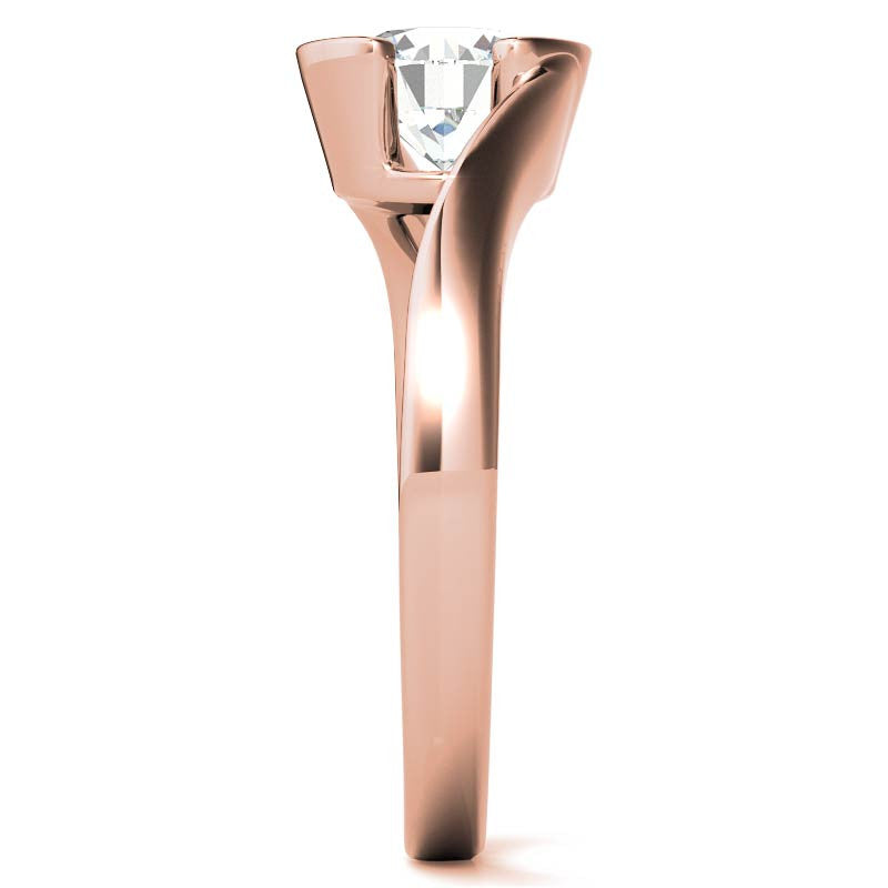 Round Half Bezel Bypass Moissanite Solitaire Ring