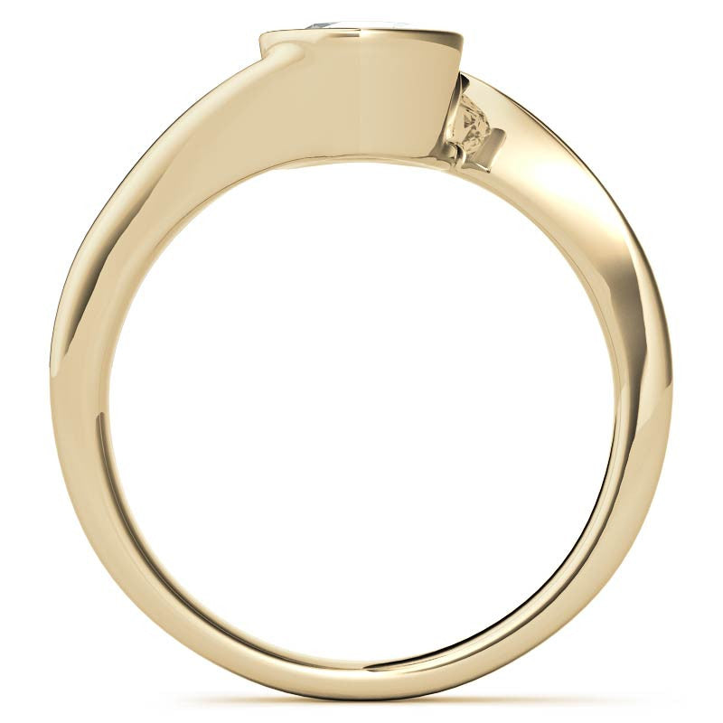 Round Half Bezel Bypass Moissanite Solitaire Ring