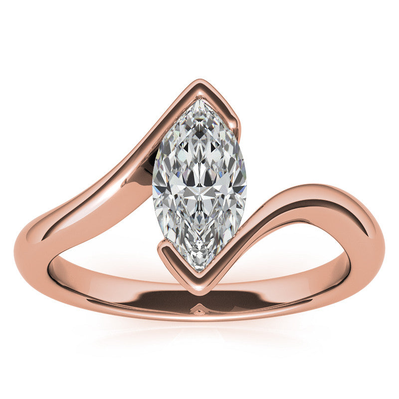 Marquise Half Bezel Bypass Solitaire Ring