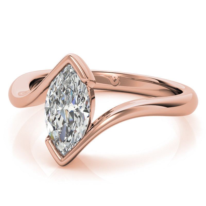 Marquise Half Bezel Bypass Solitaire Ring