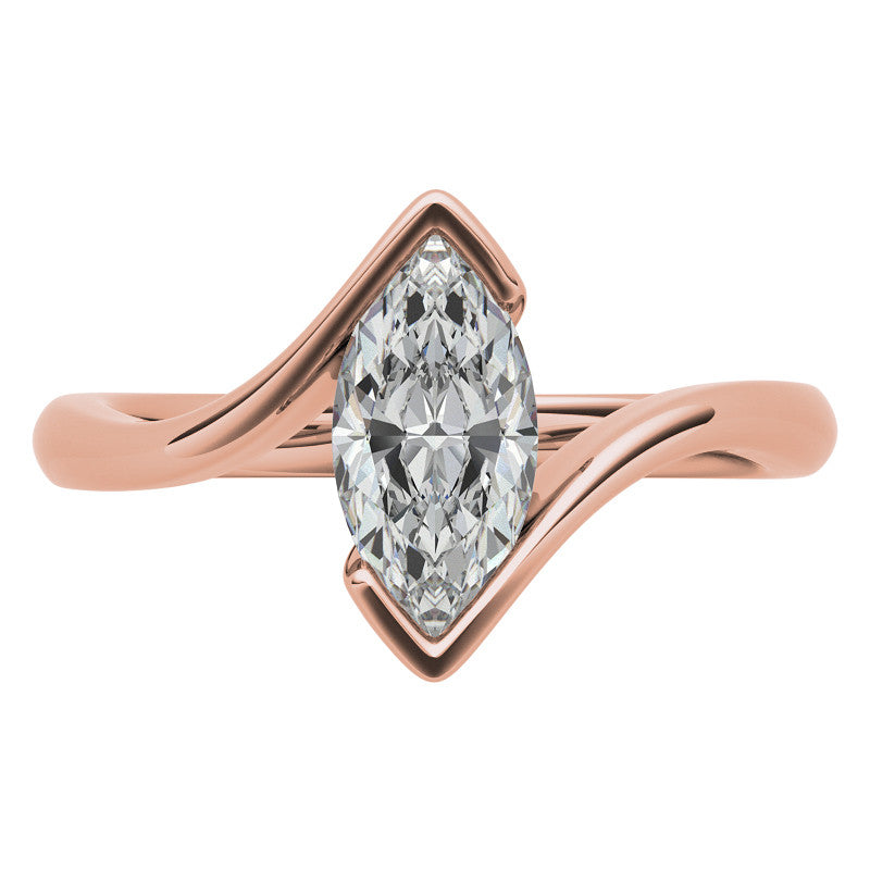 Marquise Half Bezel Bypass Solitaire Ring